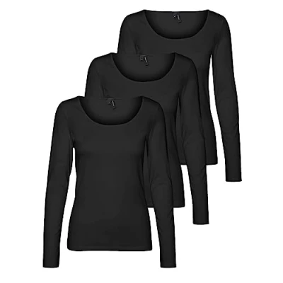 Imagen de VERO MODA Camiseta de manga larga Vmmaxi My Ls Soft Uneck Ga Noos, Negro (3x Black), XXL