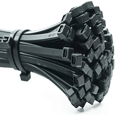 Imagen de ERKO 100 unidades de bridas para cables profesionales 400 x 4,8 mm Soporte brida en negro, resistente a temperatura