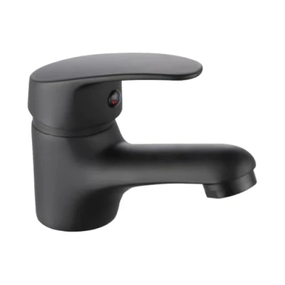 Imagen de INGUZ Linea Viggo Grifo Lavabo Durable con Aireador, Ahorro de Agua, Monomando Lavabo, Mezclador Agua Fría y Caliente, Metal Duradero. (NEGRO)