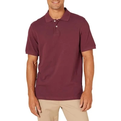 Imagen de Amazon Essentials Polo de Piqué Algodón Ajuste Entallado Hombre, Burdeos, XL