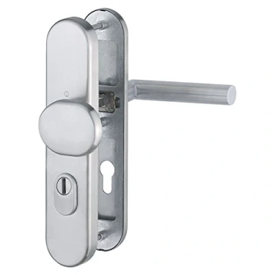 Imagen de Hoppe de seguridad Manilla Amsterdam A Placa Larga pz72, grosor la puerta 42 47 mm, con protección cilindros, acero inoxidable mate, 1 pieza, 3662149