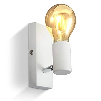 Imagen de B.K.Licht Lámpara de pared I Foco retro Luz vintage pasillo Bombilla E27 60 vatios no incluida Blanco