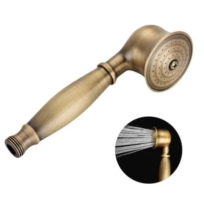 Imagen de DRELD alcachofa de ducha retro latón, 1 pieza latón antiguo, estilo nostálgico, con teléfono, color dorado (17 cm largo, 5 diámetro)