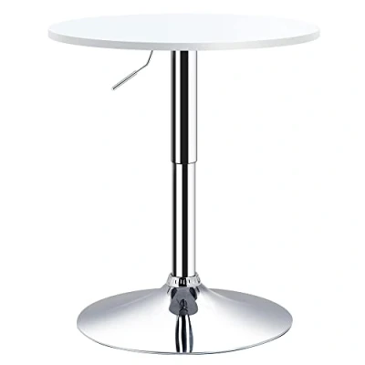 Imagen de HOMCOM Mesa de Bar Regulable en Altura con Base Redonda y Antideslizante para Cocina Comedor Ø60x69 93 cm Blanco