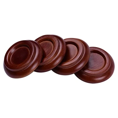 Imagen de Alnicov Copas para piano de madera maciza, vertical, protectores suelo, espuma antideslizante y silenciosa (juego 4 unidades), color marrón