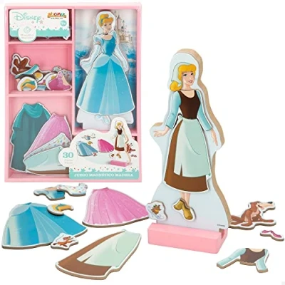 Imagen de WOOMAX Disney Princesas, Puzzle Vertical Magnético, Magnetico Princesa Cenicienta, 30 Piezas de Madera, +3 Años, 48728