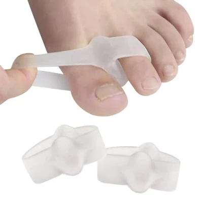 Imagen de Separadores de dedos los pies, 3 pares almohadillas correctoras juanetes, alisador grandes, cojín férula alivio del dolor para hallux valgus superpuesto (L)