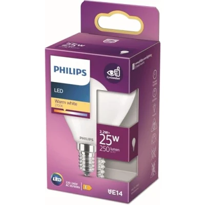 Imagen de Philips Bombilla globo LED E14 2,2W blanco cálido, 250 lm