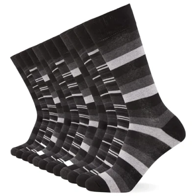 Imagen de FM London 12PACK Striped Calcetines, Hombre, Talla: 39 42, Black