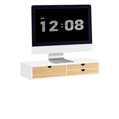 Imagen de SoBuy Soporte del Ordenador Portátil Elevador Monitor con 3 cajones 60 x 22 11cm BBF11 WN ES