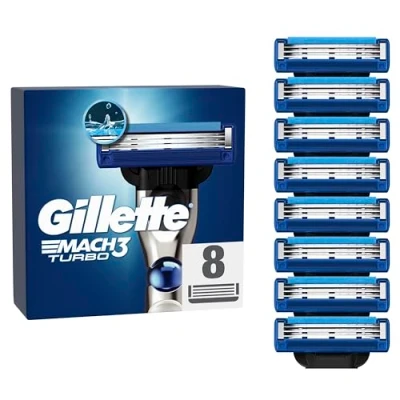 Imagen de Gillette Mach3 Turbo Cuchillas de Afeitar Hombre, Paquete 8 Recambio (el embalaje puede variar)