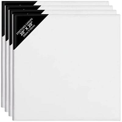 Imagen de Belle Vous Pack de 4 Lienzos para Pintar en Blanco 50 x cm Set Panel Lienzo Preestirado Aptos Pintura Acrílica y al Óleo Bocetos Dibujos