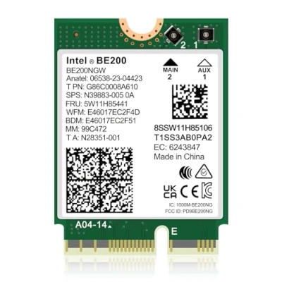 Imagen de Tarjeta Inalámbrica WiFi 7 Intel BE200 NGW, Bluetooth 5.4, 5800Mbps M.2/NGFF Network Soporte Windows 10/11 (64bit), Linux, No soporta AMD. Ideal para WiFi7/WiFi6E/WiFi6/WiFi5 Routery Wireless Ap