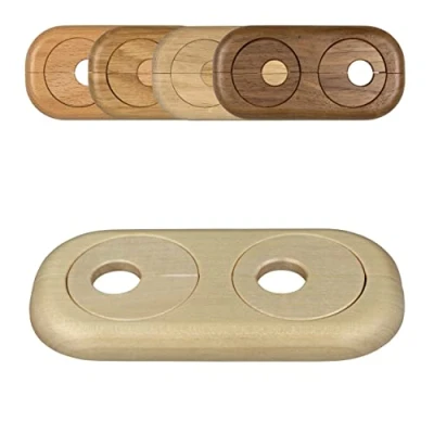 Imagen de Roseta doble para tuberias de calefaccion, distancia variable entre tubos, diferentes maderas y tamaños, embellecedor, cubre tubos radiador, tapa (19mm, arce)