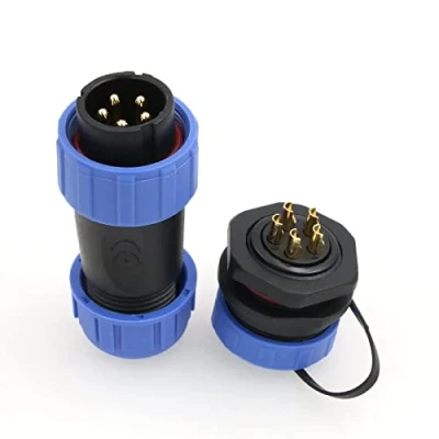 Imagen de Eonvic HE21 Conector de aviación 5 pines para montaje en panel, enchufe macho hembra, conectores IP68 impermeables señal alimentación dispositivos industriales