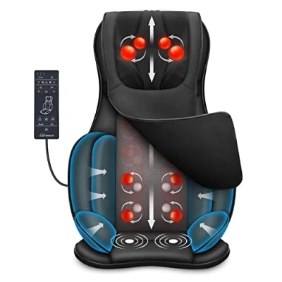 Imagen de Snailax Asiento de Masaje Shiatsu con calor, Cojín 4D compresión/amasado/vibración, masajeador eléctrico cuerpo completo para espalda cuello, regalos