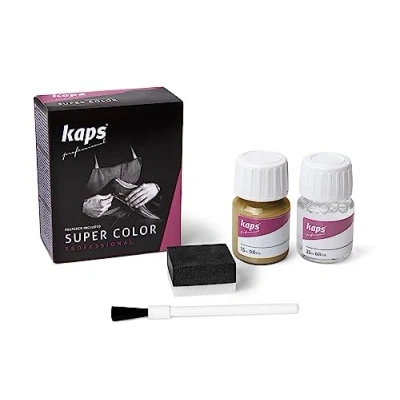 Imagen de Tinte con Imprimación para Zapatos Y Bolsos Textiles de Cuero Natural Sintético, Kaps Super Color And Preparer, 70 Colores (406 oro viejo)
