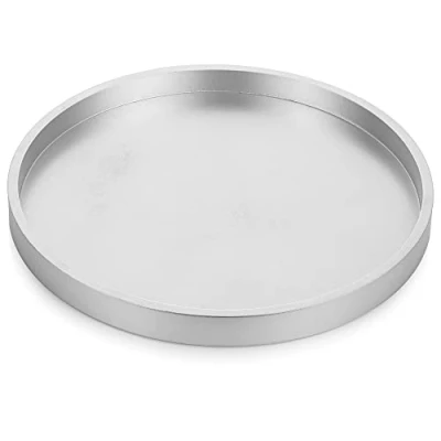 Imagen de Hanobe Bandeja Decorativa para Mesa de Centro: Madera Plateada, bandejas Redondas rústicas 31 cm Pulgadas, Soporte Vela decoración del hogar Sala Estar