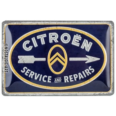 Imagen de Nostalgic Art Cartel de Chapa Retro Citroen Service &amp; Repairs Regalo para Aficionados a Coches, metálico, Diseño Vintage Decorativo, 20 x 30 cm