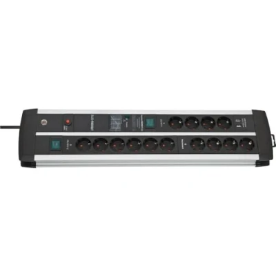 Imagen de Brennenstuhl Premium Protect Line regleta enchufes con USB y 14 Tomas de Corriente, protección sobretensión (Cable 3m, Interruptor, hasta 120.000A, Made in Germany) Plateado/Negro
