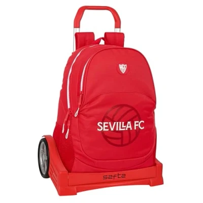 Imagen de Safta SEVILLA FC Mochila Escolar, Espalda Ergonómica, con Carro Evolution, Ideal para Niños de Diferentes Edades, Cómoda y Versátil, Calidad Resistencia, 32x16x44 cm, Color Rojo