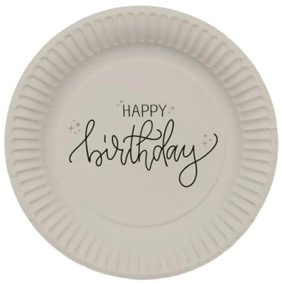 Imagen de Folat B.V. Decoración Negro, crema, Dorado Champán Platos Noir 23 cm 8 Piezas Una vajilla de Feliz cumpleaños Elegante y Encantadora, Color (68682)