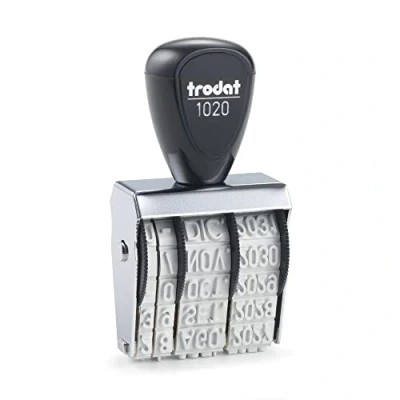 Imagen de Trodat 1020 Classic Fechador, meses español abreviados, marcada 5 x 32 mm aprox, entintaje manual