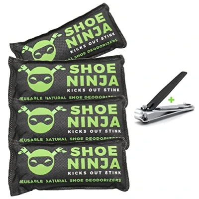 Imagen de Desodorante de Zapatos Carbón Natural, Larga Duración y Fácil Usar, Paquete 4 Eliminadores Olores Para Sin Olores, Cortaúñas Incluido