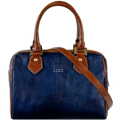 Imagen de Time Resistance Bolso de Mano para Mujer Piel Hecho a en Italia Ideal Todos los Días o Ocasiones Especiales, Color Azul