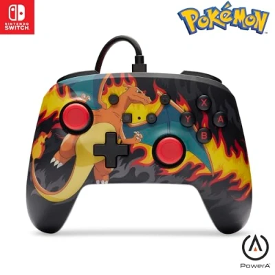 Imagen de mando con cable mejorado PowerA para Nintendo Switch Pokemon; Charizard Firestorm, mando, videojuegos, cable, licencia oficial