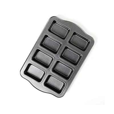 Imagen de Kilimazart Bandeja antiadherente para hornear pan de acero al carbono con 8 cavidades (gris)