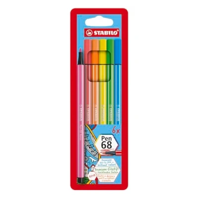 Imagen de Rotulador premium STABILO Pen 68 Estuche con 6 colores neón