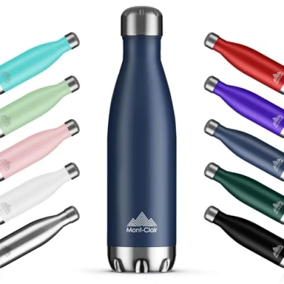 Imagen de Mont Clair H2O Botella agua Acero Inoxidable Termica sin BPA, 12h de Bebida Caliente y 24h Fría, Termo con pared Doble Aislamiento, Isotermica 750ML Azul oscuro