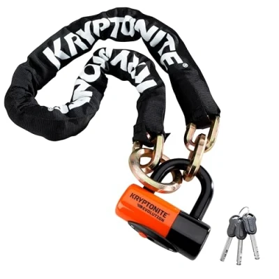 Imagen de Kryptonite (999546 Cadena + Ant.Disco New York Noose 1213 (12x1300) Ant. Disco Evolution Candado, Calidad, Unisex Adulto, Black, 130 cm