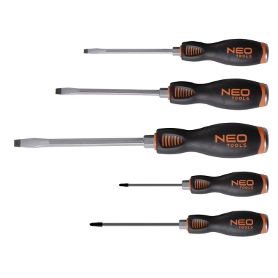 Imagen de NEO TOOLS 04 240 Kit de atornilladores 5 SL5.5, SL6.5, SL8, PH1, PH2 Visor (cartón) magnético