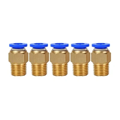 Imagen de Racor atornillado neumático de 1/4&quot; a 8 mm, 5 unidades, conector calidad industrial.