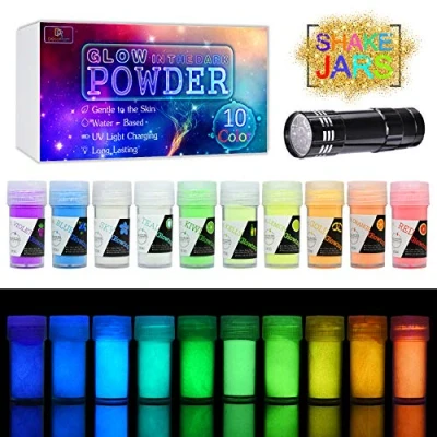 Imagen de Pigmento de Resina Epoxi Fluorescente con Lámpara UV Polvo Pigmenti Luminiscentes Coloreados para Resin, DIY Slime, Uñas, Pintura, Acrílico y Manualidades 20g cada uno