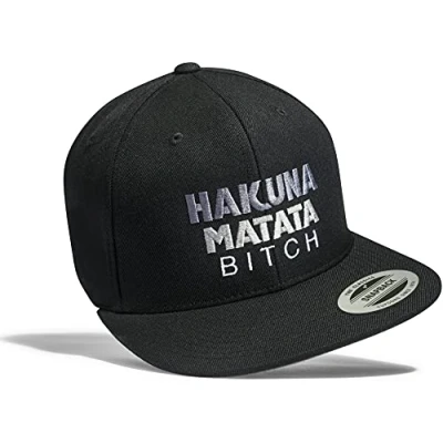 Imagen de Gorra de béisbol: Hakuna Matata Bitch Flexfit Classic Snapback Basecap Patch Cap Regalo s Hombre y Mujer Gorro Tapa Hip Hop Rap Streetwear Outdoor Sport Deporte (Negro)