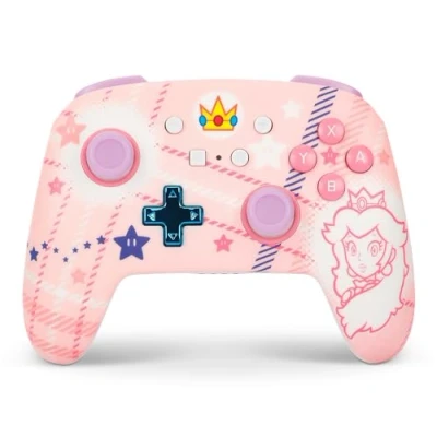 Imagen de Controlador inalámbrico mejorado de PowerA para Nintendo Switch Princesa Peach a cuadros