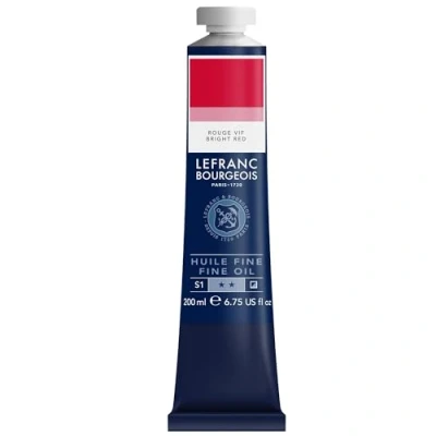 Imagen de Lefranc Bourgeois 301815 Pintura al óleo fina de calidad, resistente a la luz y consistencia uniforme, tubo 200 ml, ideal para lienzos tableros pintura, Fuego rojo