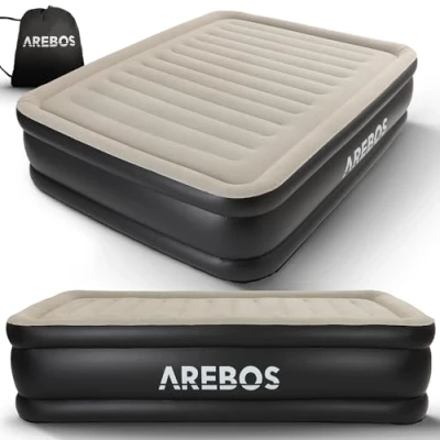 Imagen de Arebos Colchón Hinchable Cama Autoinflable 203 x 152,5 51 cm Apto para 2 Personas de Invitados con Bomba Eléctrica Incl.Bolsa Transporte Camping/Hogar