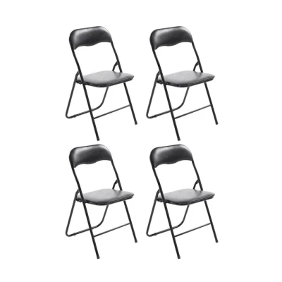 Imagen de CLP Set De 4 Sillas Plegables Felix con Estructura Metal I Juego Conferencia Acolchada &amp; Plegable, Color:Negro/Negro