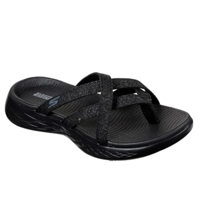 Imagen de Skechers ON THE GO 600 DAINTY, Sandalias de Punta Descubierta para Mujer, Black/Gray Textile, 41 EU