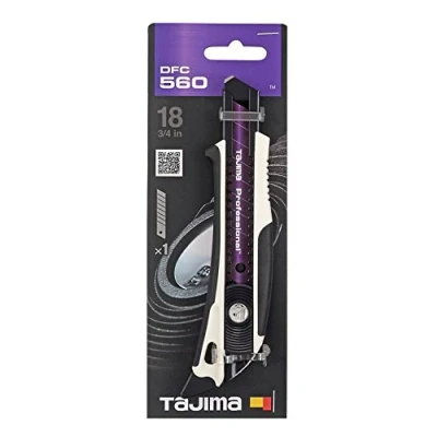 Imagen de Tajima TAJ DFC560W Cuchillo de corte DORA FIN con hoja RAZAR BLACK, tornillo apriete y aleta, 18 mm, DFC560W, Despreocupado