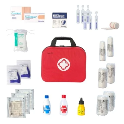 Imagen de FERRETELIX Botiquin neceser primeros auxilios con dotacion 25 cm x 20 8 Completo Emergencia, Para Viaje y Acampada, Coche, Supervivencia, Excursión, Montaña, Senderismo, Aventura, Rojo.