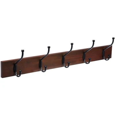 Imagen de Amazon Basics Rectangular Perchero de Montaje en Pared, Nogal Claro