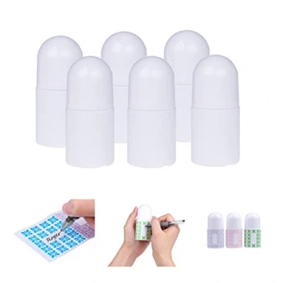 Imagen de Kare &amp; Kind Botellas de Desodorante en Bolita Rellenables (Paquete 6) Vacías 1 Onza (30 ml) 20 Etiquetas Tapa Rosca