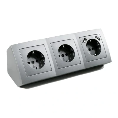 Imagen de MC Power Flair Regleta de 3 enchufes con 2 Puertos USB, 230 V /16 A, construcción, Gris Oscuro, Antracita, Mate