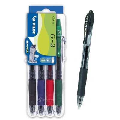 Imagen de Pilot Pen 2605S4E G2 Bolígrafo de gel (4 unidades), color negro, rojo, azul y verde