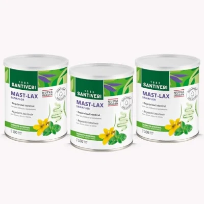 Imagen de SANTIVERI Sanaflor Mast Lax, Complemento Alimenticio a Base de Plantas como Sen, Hibisco y Hierbabuena, Ingredientes que Contribuyen al Tránsito Intestinal 3 x 75 g